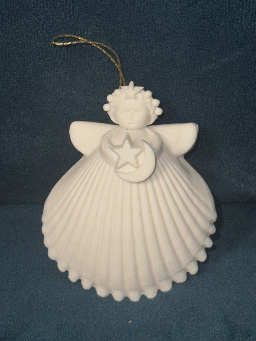 Margaret Furlong Ornament 1993 Shell Angel Moon Star Celestial Porcelain Retired